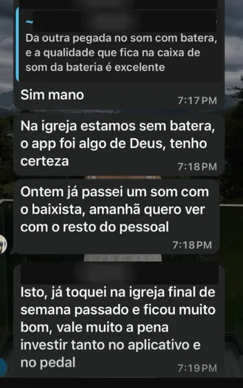 Depoimento de usuário do GDrums