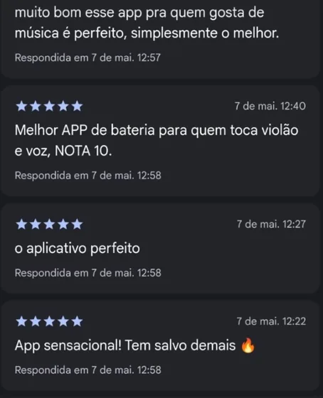 Depoimento de usuário do GDrums