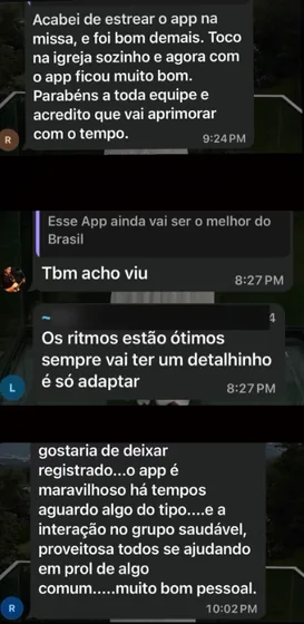 Depoimento de usuário do GDrums