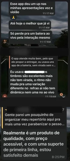 Depoimento de usuário do GDrums