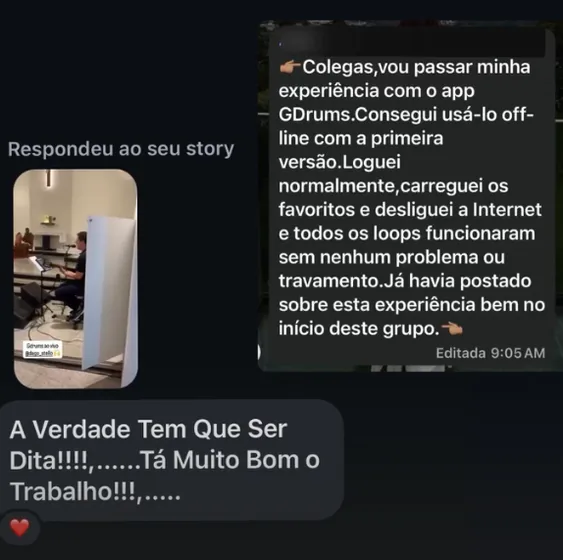 Depoimento de usuário do GDrums