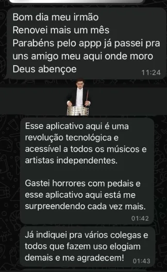 Depoimento de usuário do GDrums